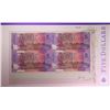 Image 2 : Australia, Five Dollar Uncut Banknote Folder, Block of Four, Black Serials, 1996