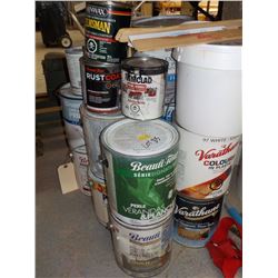 8 CANS INTERIOR PAINT, USED