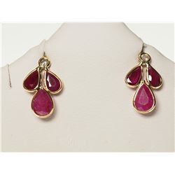 #1-14K YELLOW GOLD RUBY AND DIAMOND EARRINGS