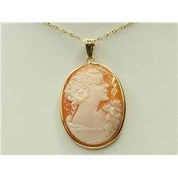 #3-14K YELLOW GOLD SHELL CAMEO PENDANT