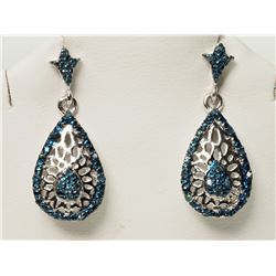 #4-STERLING SILVER BLUE AND WHITE DIAMOND