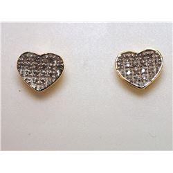 #9-STERLING SILVER GOLD PLATED DIAMOND EARRINGS