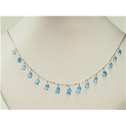 #12-10K WHITE GOLD BLUE TOPAZ NECKLACE