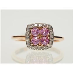 #15-10K ROSE GOLD PINK SAPPHIRE AND DIAMOND RING SIZE 6.5
