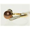Image 2 : #20-14K YELLOW GOLD PEARL AND DIAMOND RING