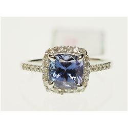 #27-14K WHITE GOLD TANZANITE AND DIAMOND RING