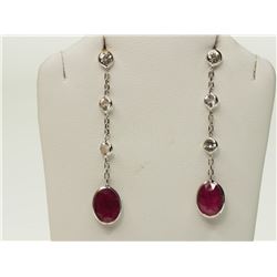 #28-14K WHITE GOLD RUBY AND DIAMOND EARRINGS