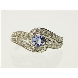 #32-10K WHITE GOLD TANZANITE AND DIAMOND RING