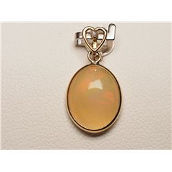 #37-14K YELLOW GOLD OPAL AND DIAMOND PENDANT