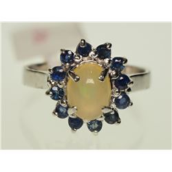 #41-STERLING SILVER OPAL AND SAPPHIRE RING