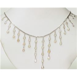 #45-STERLING SILVER OPAL NECKLACE