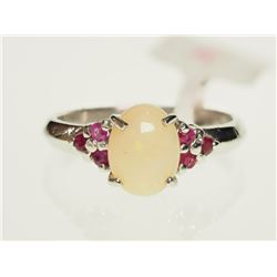 #48-STERLING SILVER OPAL AND RUBY RING