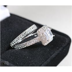 LADIES 10KT WHITE GOLD FILLED ENGAGEMENT PAIR