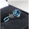Image 1 : LADIES BLUE ON BLACK RING SZ 7