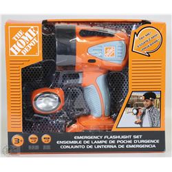 NEW HOME DEPOT EMERGENCY FLASHLIGHT SET FOR KIDS