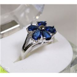 # 2- NATURAL SAPPHIRE .925 SOLID SILVER RING