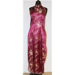 LAOGUDAI CHINESE BURGUNDY HALTER DRESS SIZE XXXL