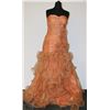 Image 1 : LONG BURNT ORANGE GOWN WITH RUFFLES SIZE UNKNOWN