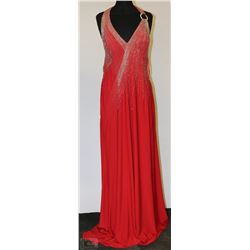 COLOURS RED BEADED  GOWN SIZE 16