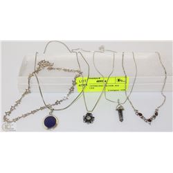 LOT OF 5 STERLING SILVER .925  NECKLACES
