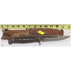VINTAGE JET PILOT SURVIVAL KNIFE WITH LEATHER CASE