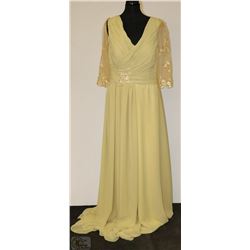 GOLD COLOURED GOWN WITH LACE SLEEVES