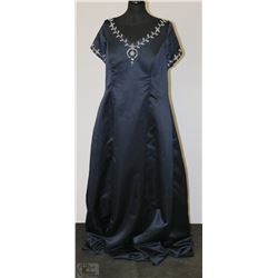 NAVY BLUE BEADED V NECK DRESS