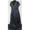 Image 2 : NAVY BLUE BEADED V NECK DRESS