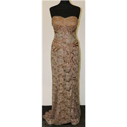 SIZE 16 BROWN TONE STRAPLESS DRESS