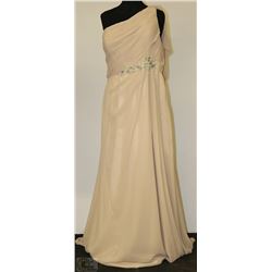SINGLE STRAP PLUS SIZE BEIGE GOWN