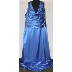 ROYAL BLUE HALTER STYLE PLUS SIZE GOWN