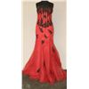 Image 1 : RED AND BLACK STRAPLESS EMBROIDERED GOWN