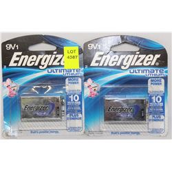 LOT OF 2 9V ENERGIZER ULTIMATE LITHIUM BATTERIES