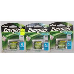 LOT OF 3 PACKS OF AAA ENERGIZER RECHARGE POWER