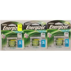 LOT OF 3 PACKS OF AAA ENERGIZER RECHARGE POWER