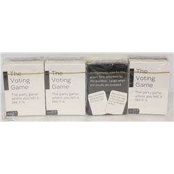 4PKS OF 2 DECKS OF "THE VOTING GAME" PARTY CARDS