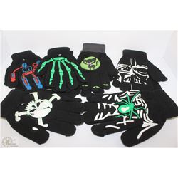 6 PACK OF GLOW IN THE DARK GLOVES