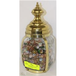 DECORATIVE GLASS JAR WITH ASSORTED COLORED