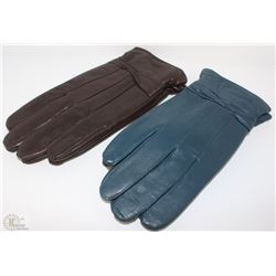 2 PACK LADIES LEATHER GLOVES SIZE MEDIUM