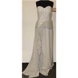 GREY PLUS SIZE STRAPLESS GOWN