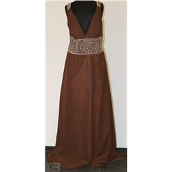 DARK BROWN HALTER STYLE GOWN