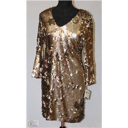 SIZE 10 SEQUINED GOLD TONE DRESS