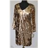 Image 1 : SIZE 10 SEQUINED GOLD TONE DRESS