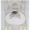 Image 1 : #8-TURKISH BLUE SAPPHIRE&CZ/.925 SOLID SILVER RING