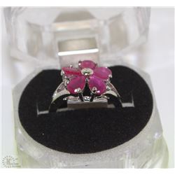 #9-NATURAL RUBY/.925 SOLID SILVER RING