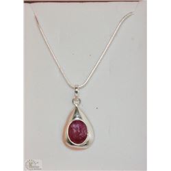 #16-RED RUBY PENDENT,.925 SOLID SILVER
