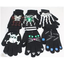 6 PACK GLOW IN THE DARK GLOVES