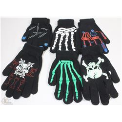 6 PACK GLOW IN THE DARK GLOVES