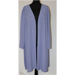 SIZE 26W LIGHT BLUE OVER COAT WITH BEADED DESIGN