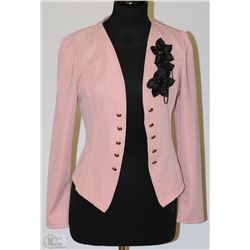 SIZE XL PINK OVERCOAT WITH BLACK FLOWERS
